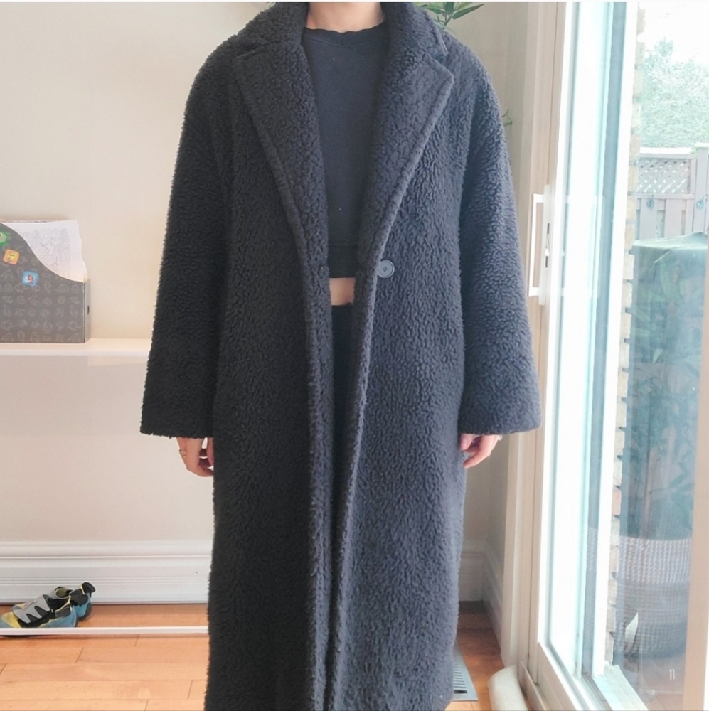 OAK + FORT Black Teddy Coat